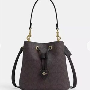 Coach Dark Brown Drawstring Shoulder Bag